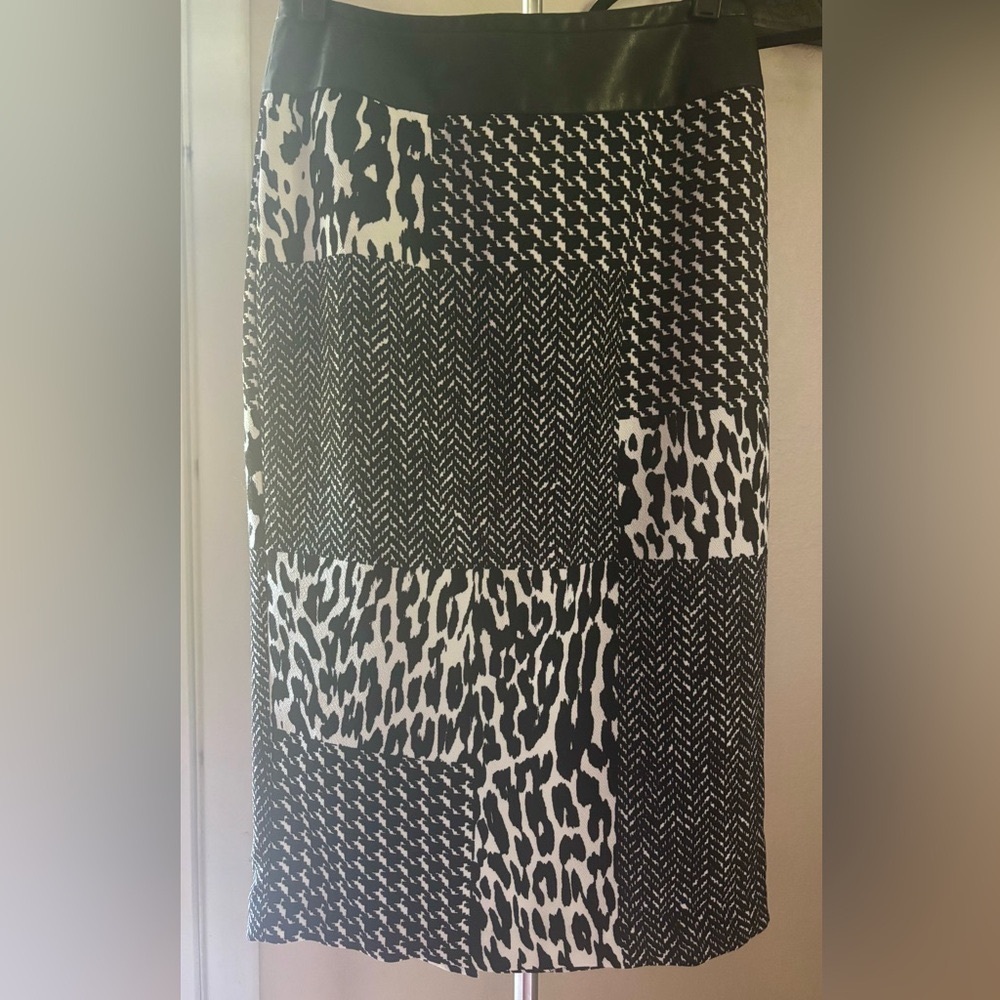 Worthington Black And White Patchwork Pencil Skirt - image 1